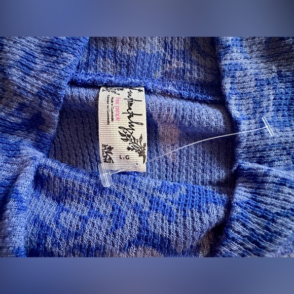 Free People You And I Print Ribbed Top! NEW Sz L, Large! Great under a vest! - Picture 8 of 9